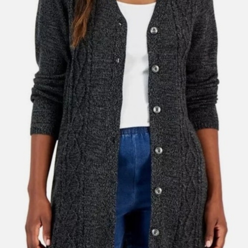 Karen Scott Turbo Button-front Cardigan